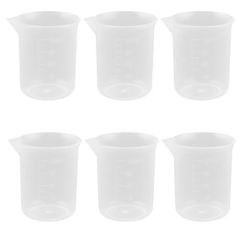 100 мл лабораторный тест пластиковый градуированный мерный контейнер для чашки 6