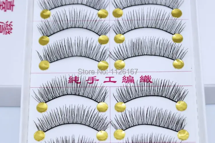 Оптовая продажа 10 пар натуральных модных накладных ресниц для макияжа Handmad