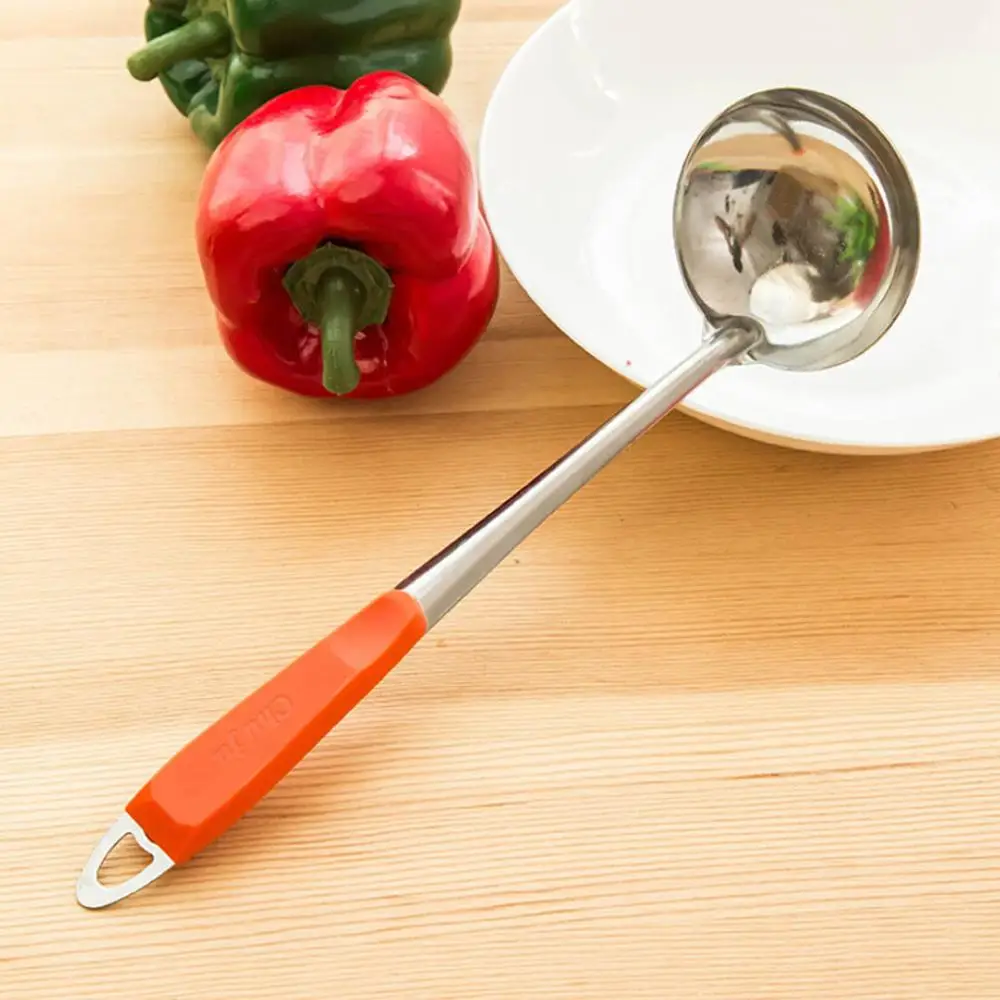 orange Soup spoon Ручка, настенный фильтр-шумовка из нержавеющей стали, суповая ложка, ковш для супа, кухонные гаджеты, яркие цвета, инструменты для приготовления пищи, аксессуары - Цвет: orange Soup spoon