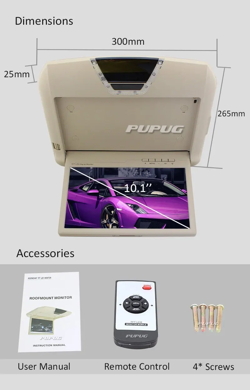 Откидной монитор TFT 10 1 дюйма для автомобилей цифровой ЖК экран плеер подвесной
