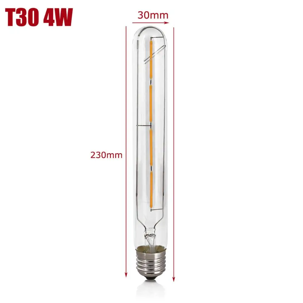T30 4W 220V 1 шт. ампульная свеча Luz E27 T30 светодиодный светильник Эдисона 2 Вт 3 Вт 4 Вт 5 Вт 6 Вт 7 Вт 8 Вт лампа накаливания Ретро лампа свеча светильник ing AC220V светодиодный светильник - Испускаемый цвет: T30 4W 220V