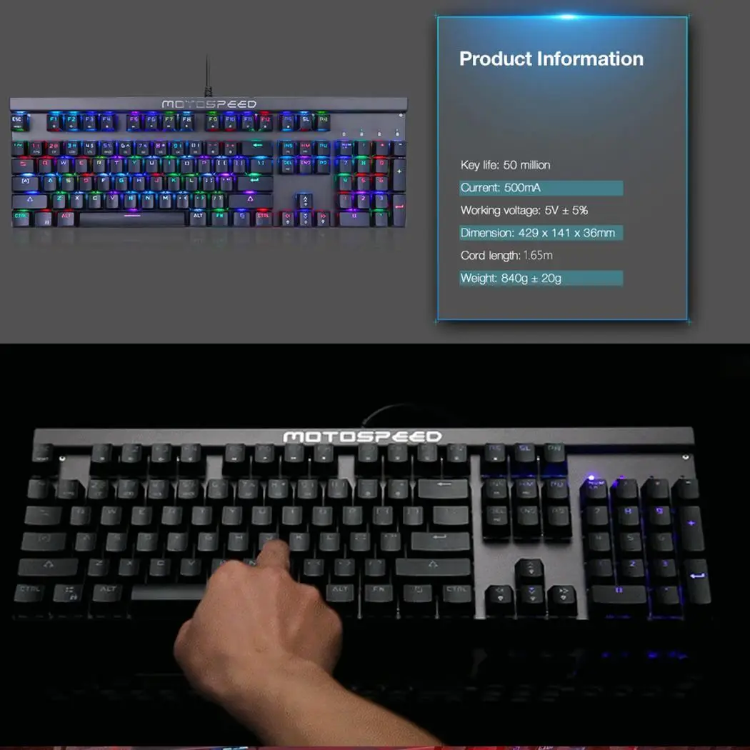 MOTOSPEED CK103 RGB механическая клавиатура игровая полноцветная программируемая 104