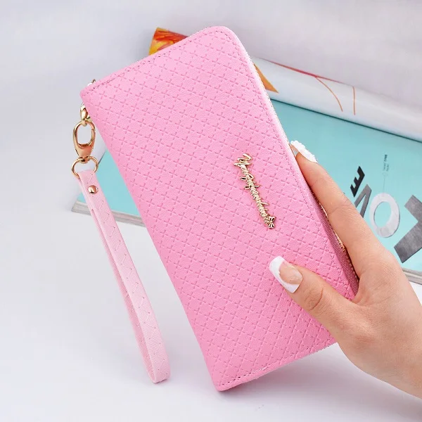 Pink Wallet Женские кошельки с ремешком, лето, новинка, милый длинный женский кошелек на молнии, сумка для телефона, сумочка, держатель для карт для девушек, леди, Carteira - Цвет: Pink Wallet
