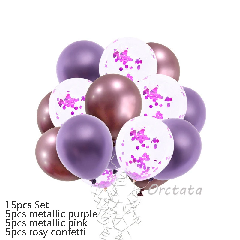 15pcs Pink Purple 10 шт. 12 дюймов блестящие металлические перламутровые латексные шары толстые Хромированные Металлические цвета надувные воздушные шары Globos декор для дня рождения - Цвет: 15pcs Pink Purple