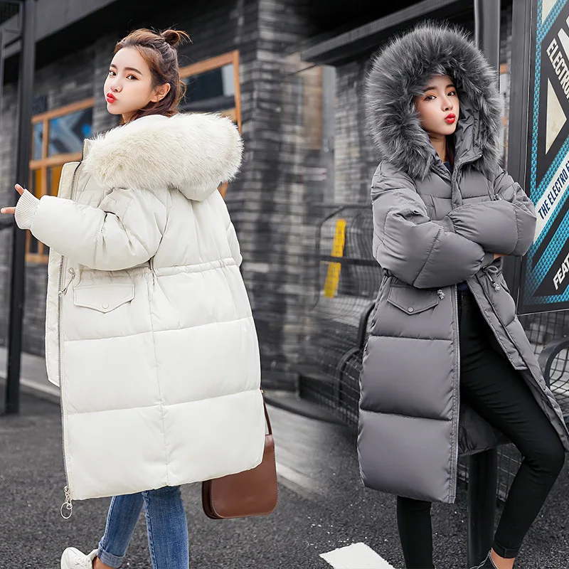 

women ladies parkas coats jackets 2019 autumn winter plus large size warm fitness Large collar Long Cotton Garment casual
