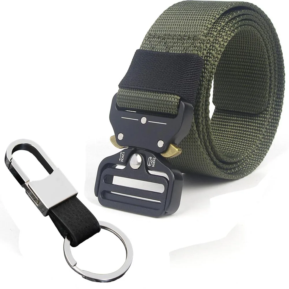 003 green key Открытый тактический ремень военный армейский поясной ремень Нейлон сверхмощный Cinturon Tactico металлическая Автоматическая пряжка Охотничьи аксессуары - Цвет: 003 green key