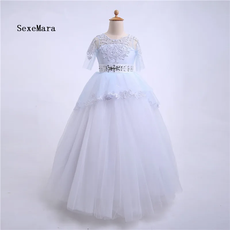 Новинка платья для девочек с цветочным принтом на заказ круглым вырезом и поясом