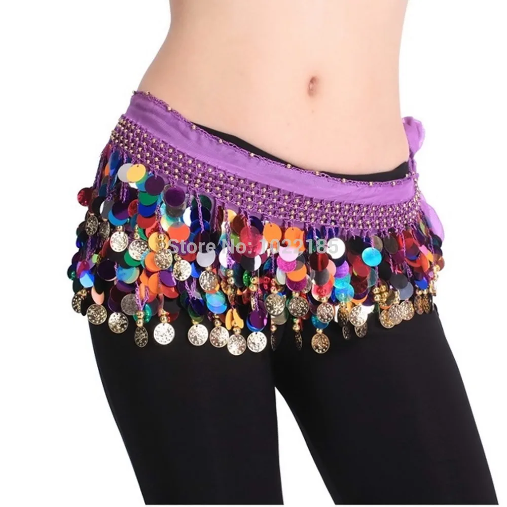 Новые популярные Танцы монета цепи блесток танец живота бедра юбка шарф