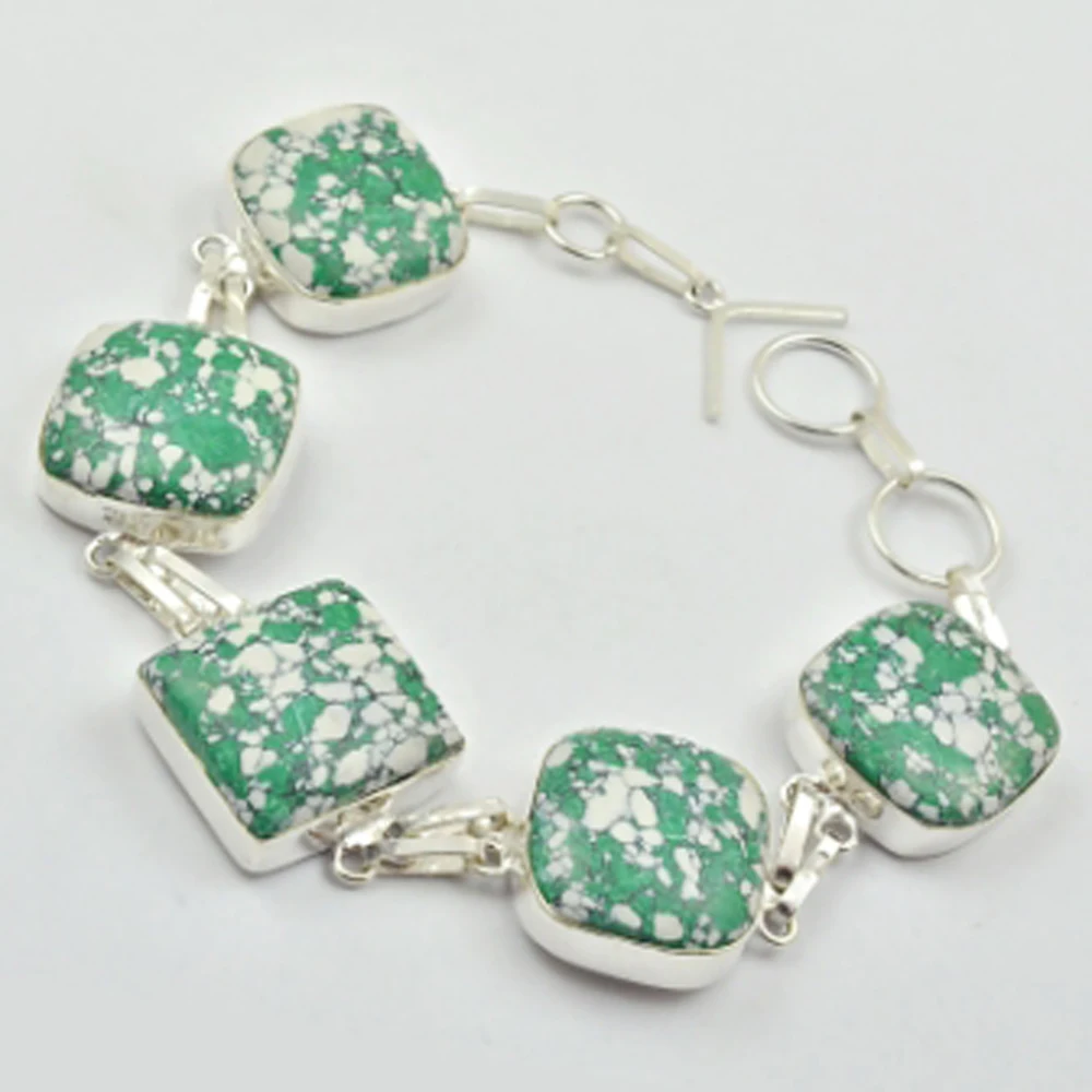 

Mosaic Jaspers Bracelet Silver Overlay over Copper, 25cm , B3040