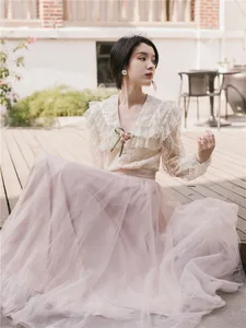 Новинка 2019, Модный женский комплект из двух предметов, летний комплект с платьем в стиле ретро, французская Весенняя Блузка + юбка