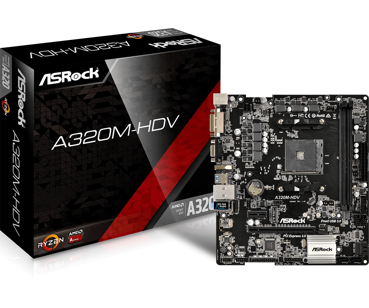 Чипсет ASROCK AMD A320 интерфейс AM4 материнская плата для настольного ПК Micro ATX с