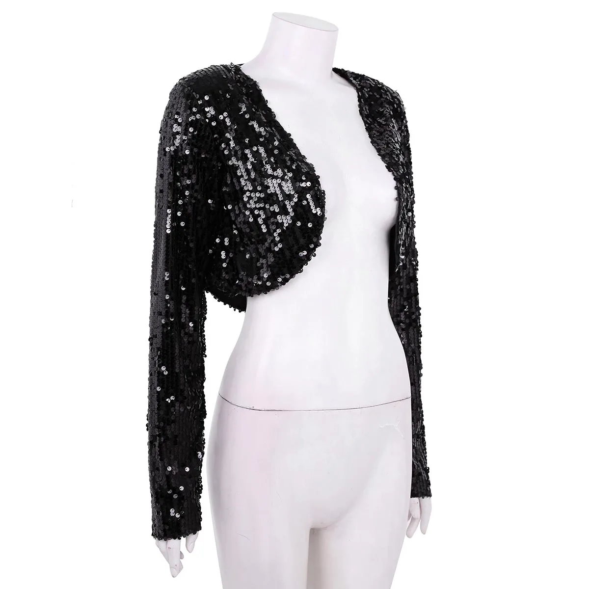 Женский блестящий пиджак с блестками укороченный костюм Джаз Звездный певец