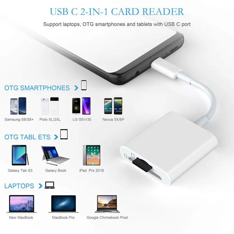Высококачественное универсальное устройство для чтения карт памяти USB Type-C с на