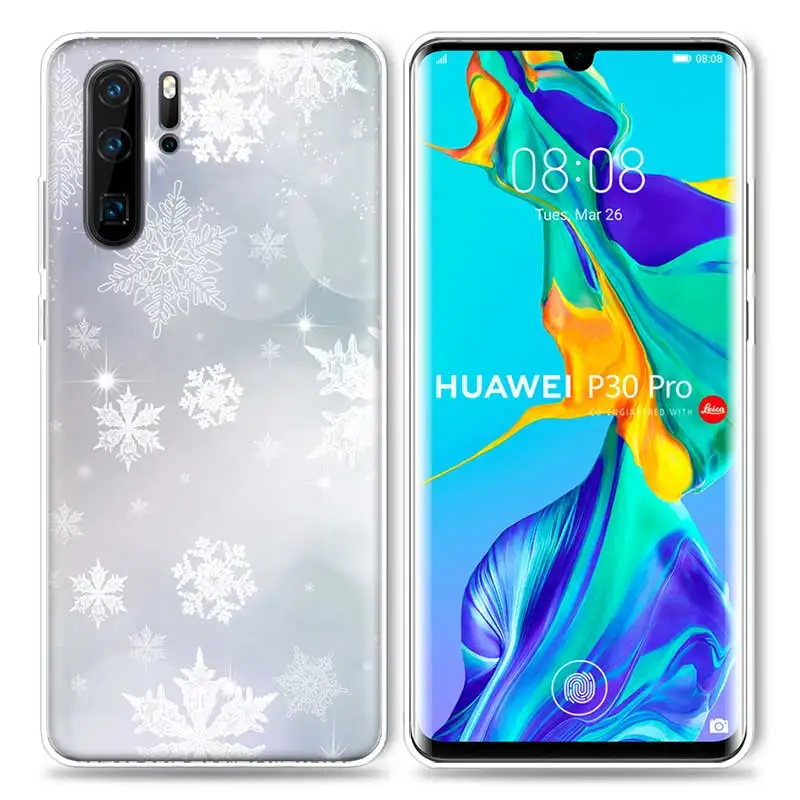 Рождественский чехол со снежинками для huawei P20 P30 P Smart Z Plus P10 P9 P8 mate 10 20 lite Pro Mini силиконовые чехлы для телефона