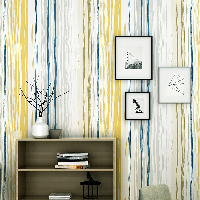 

Nordic style wallpaper modern minimalist color vertical stripes bedroom living room personality Mediterranean TV background wall