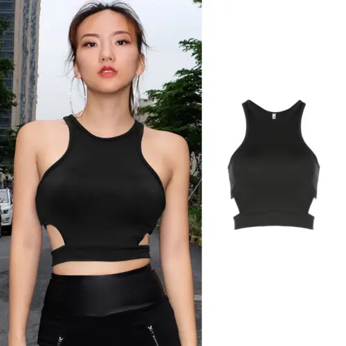

Meihuida 2019 Women Sports Vest Fashion Casual Solid Black Tank Tops Ladies Seamless Stretch Workout Crop Tops