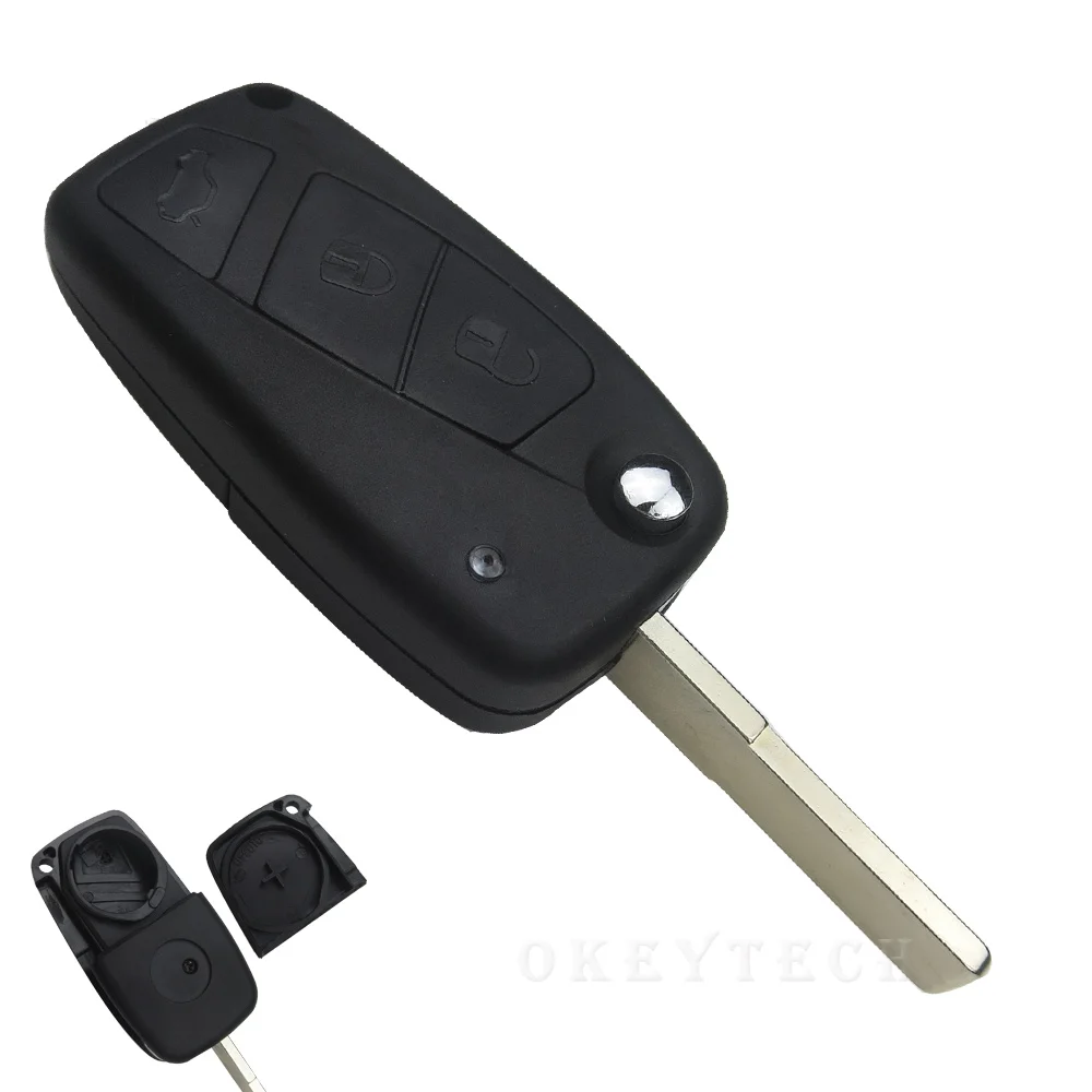 3B Black Key OkeyTech для FIAT Punto Ducato Stilo, Panda 3 кнопки Замена Флип складной пульт дистанционного ключа автомобиля Оболочка Чехол SIP22 лезвие - Цвет: 3B Black Key