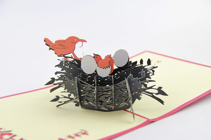 Птичье гнездо открытка для будущей матери выдвижная Новая Детская поздравления