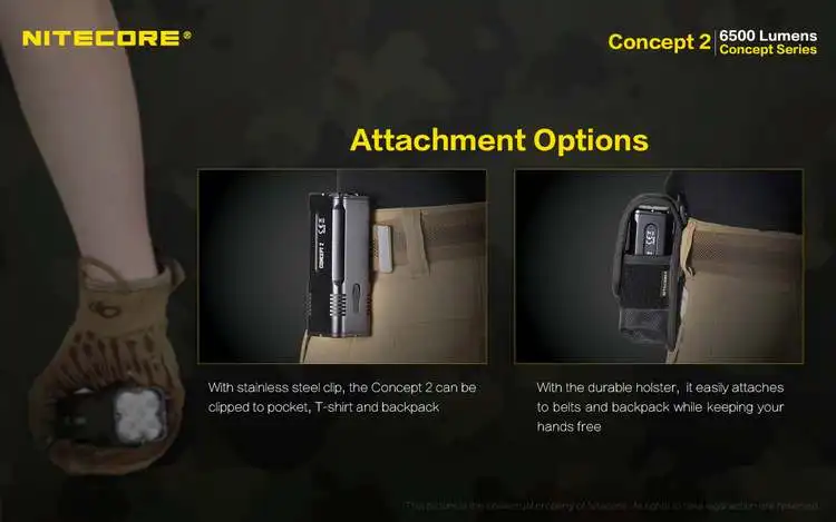 Nitecore Concept 2 перезаряжаемый светодиодный фонарик 4x CREE XHP35 HD светодиодный s 6500 люмен супер яркий C2 включает встроенный аккумулятор
