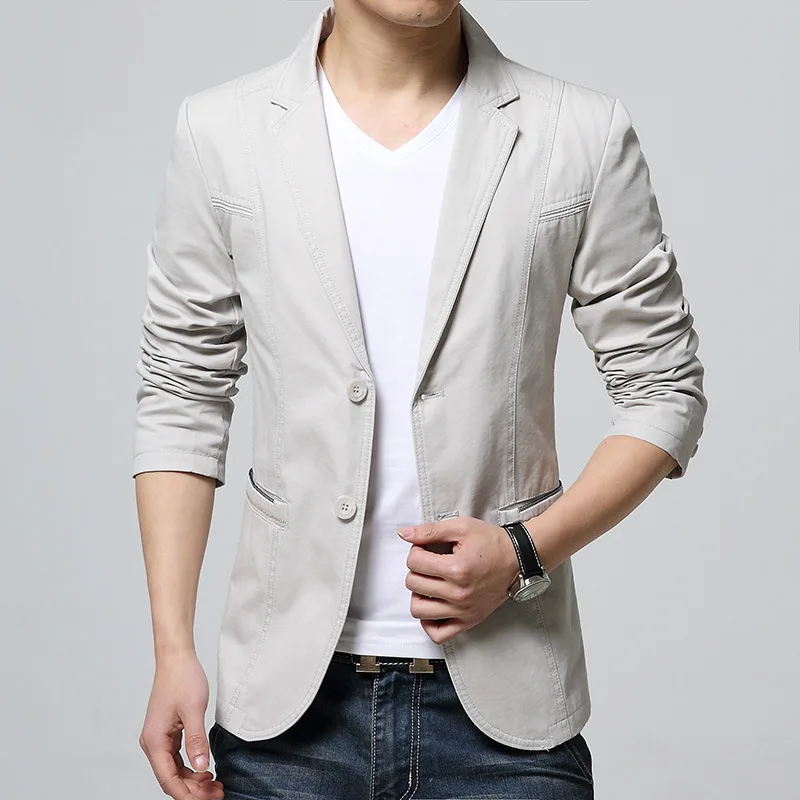 Fashion Blazer Mens Slim Fit Masculino Business Casual Stylish Spring Autumn Solid Color Blazers | Мужская одежда
