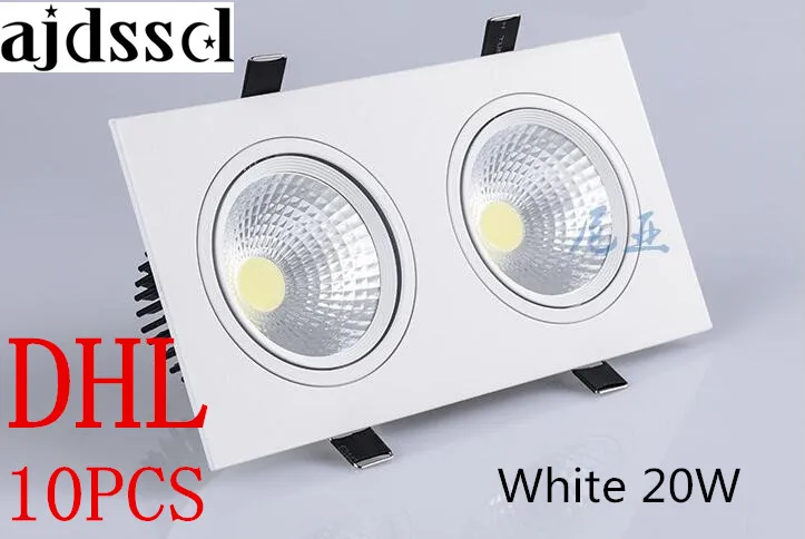 10pcs Led downlight white square Dimmable light COB Ceiling double Spot Light 2x10W 20w ceiling recessed Lights Indoor Lighting