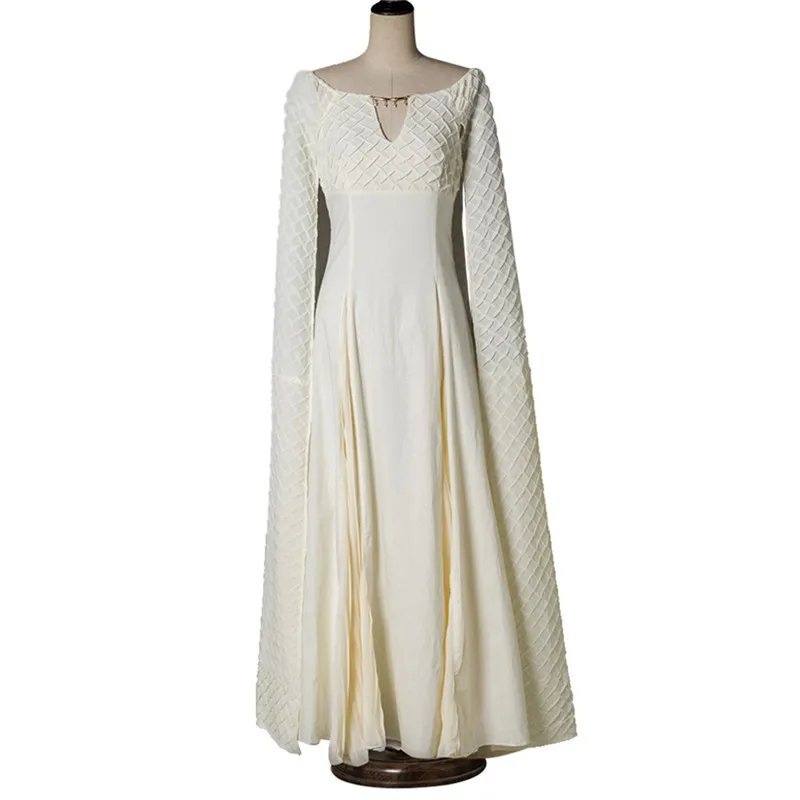 dresses Фильм Игра престолов Сезон 8 Дейенерис Таргариен Косплей костюмы белое платье синтетические парики волос полный комплект униформы для женщин девочек - Цвет: dresses
