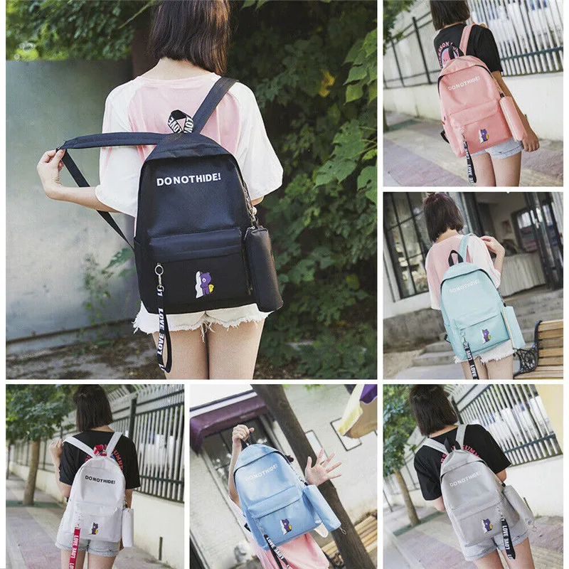 3 шт./компл. рюкзак женский Холщовый дорожный школьные сумки для