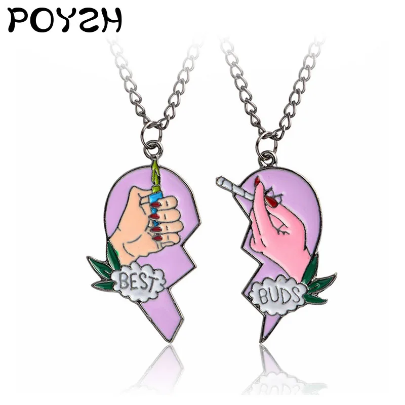 Best buds Best Friends Series Pendant Necklace Pink Broken Heart Lighter Cigarette Jewelry Friendship BFF Jewelry Collares