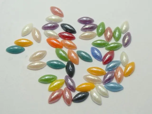 100 смешанных цветов Luater AB конский глаз Flatback Стекло Кабошон половина жемчуга 8x4мм -