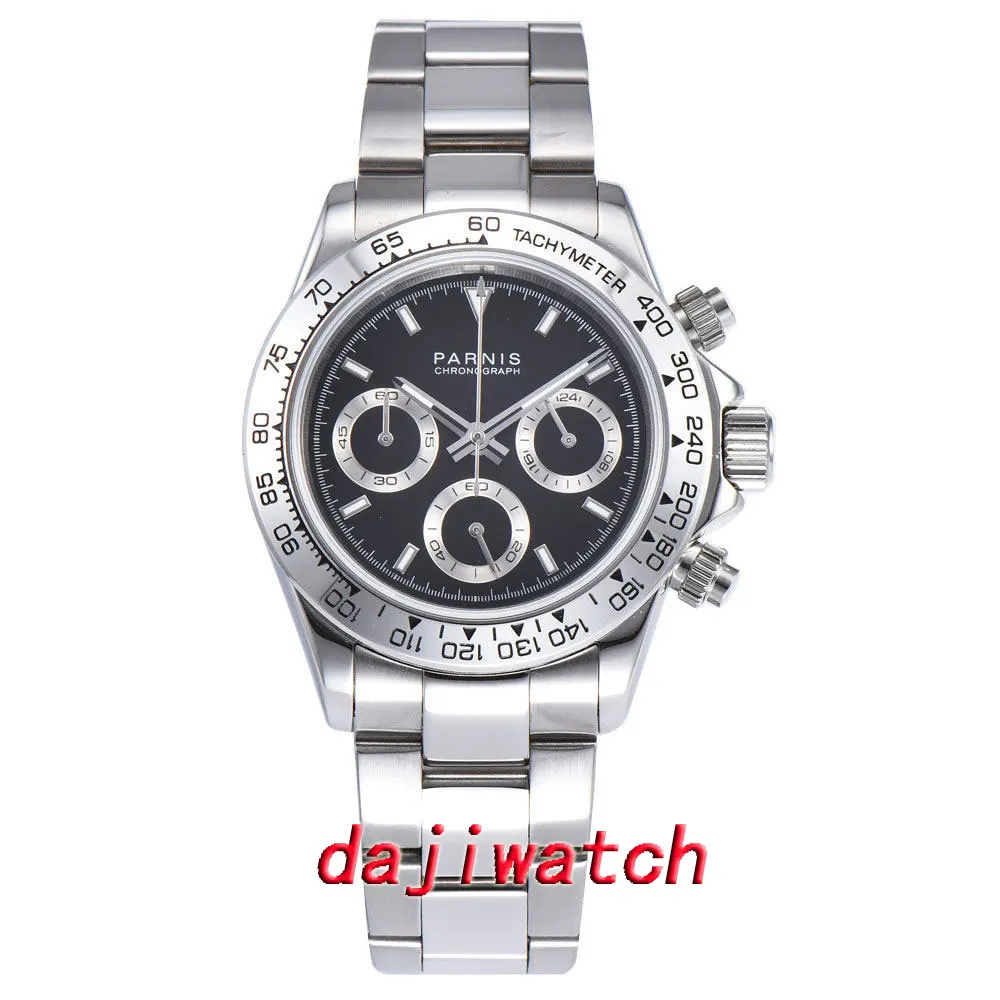 

Bernie Hour 39mm Black Dial Sapphire Crystal Solid Steel Strap Chronograph Quartz Men's Watch