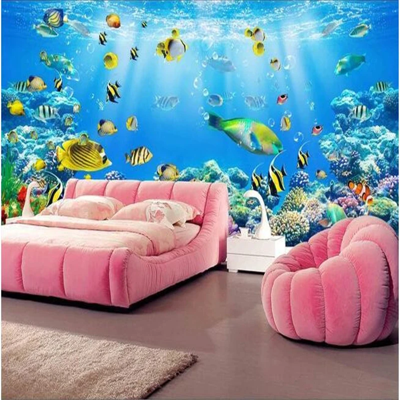 3d обои beibehang фотообои под водой рыба коралл|wall papers home decor|wallpaper custom3d wallpaper |