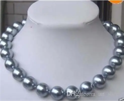 

FFREE SHIPPING** 10mm Silver Gray SEA SHELL PEARL NECKLACE 18" AAA K02