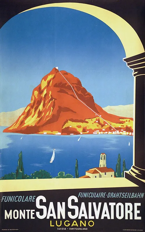 Switzerland Swiss Tessin Tourism Posters Monte San Salvatore Classic Wall Stickers Vintage Kraft Poster Home Bar Decor Gift | Дом и сад