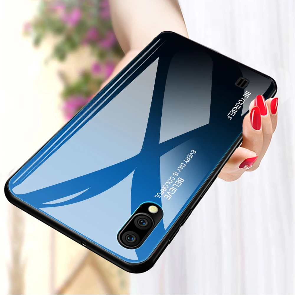 Градиентный Модный чехол из закаленного стекла для телефона Samsung A50 A30 A10 A20 A40 A60 A70