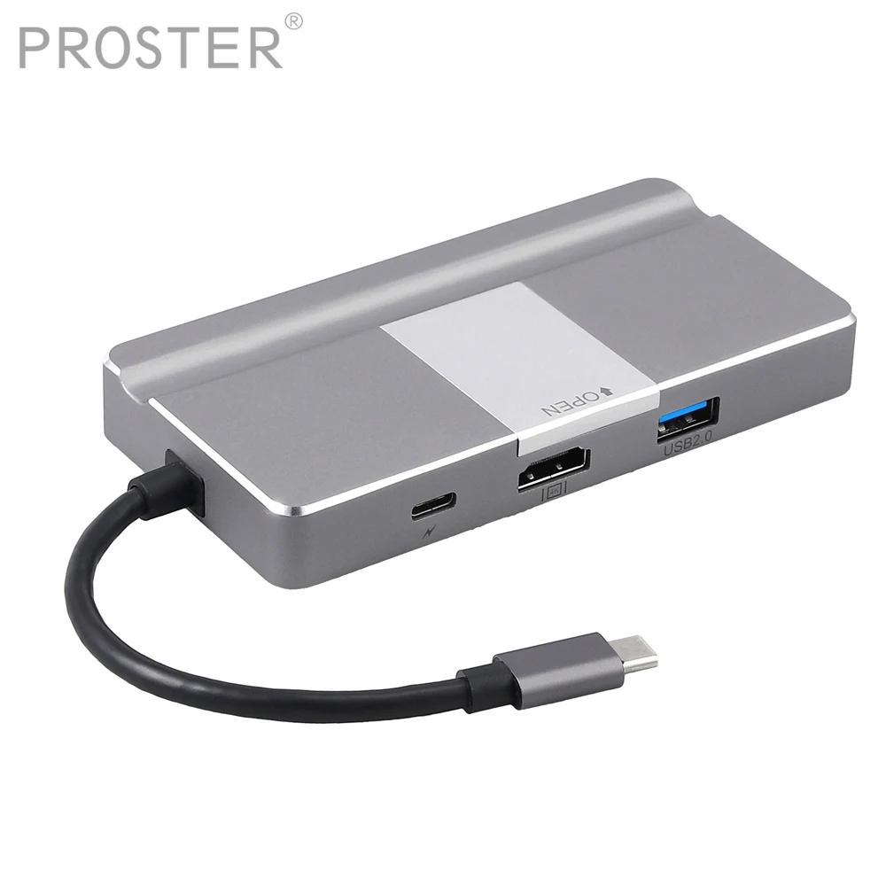 

Proster USB C Hub Adapter 8-In-1 for Type C Hub with Ethernet Port 4K USB C to HDMI 2 USB 3.0 Ports