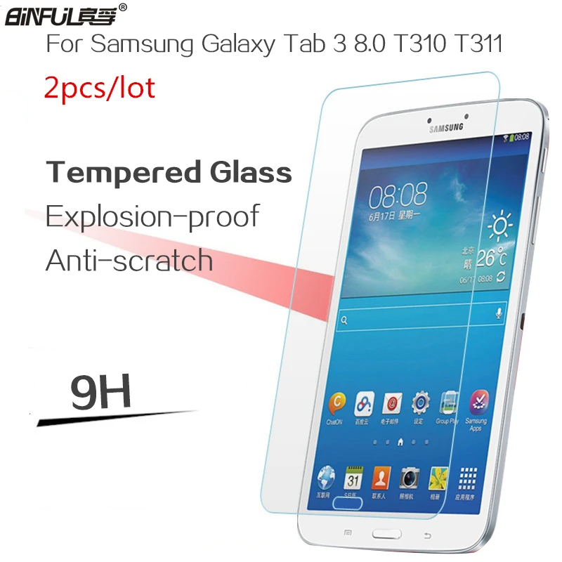 2 шт. Закаленное стекло протектор экрана для Samsung Galaxy Tab 3 8 0 T310 T311 Tablet закаленная