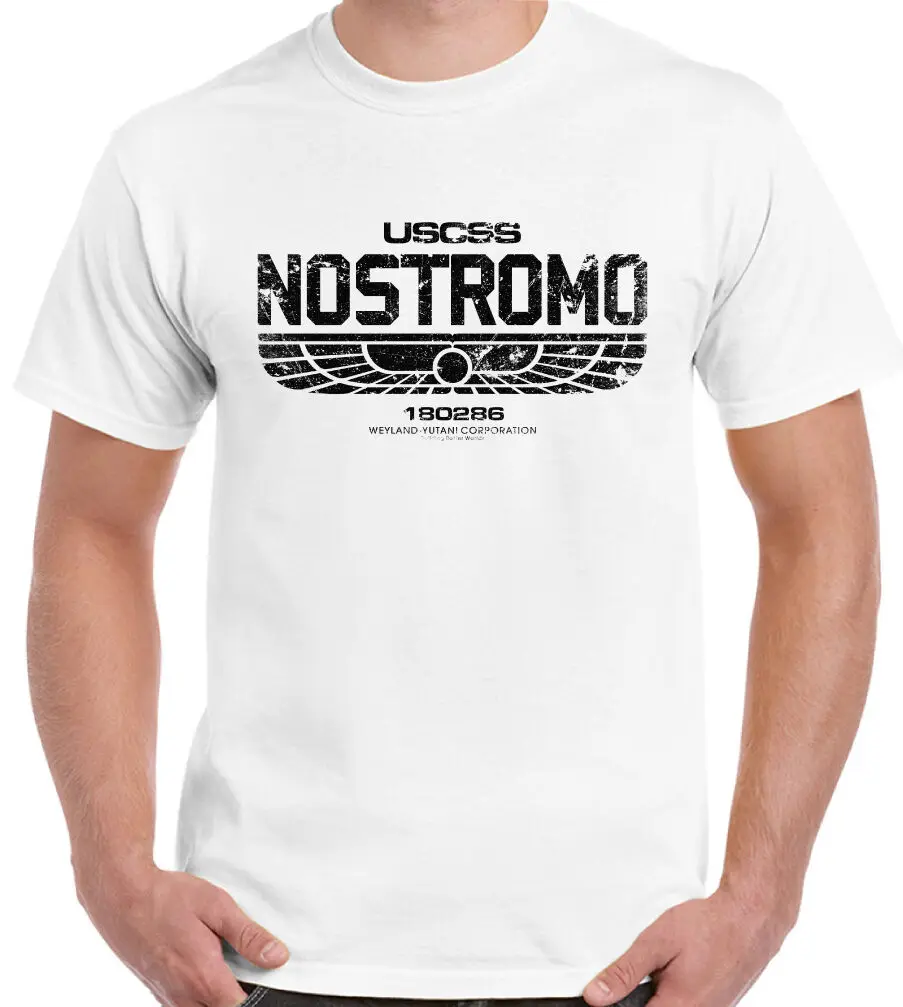 Nostromo Состаренный вид-Мужская футболка Ретро инопланетянин фильм Вейленд кавент