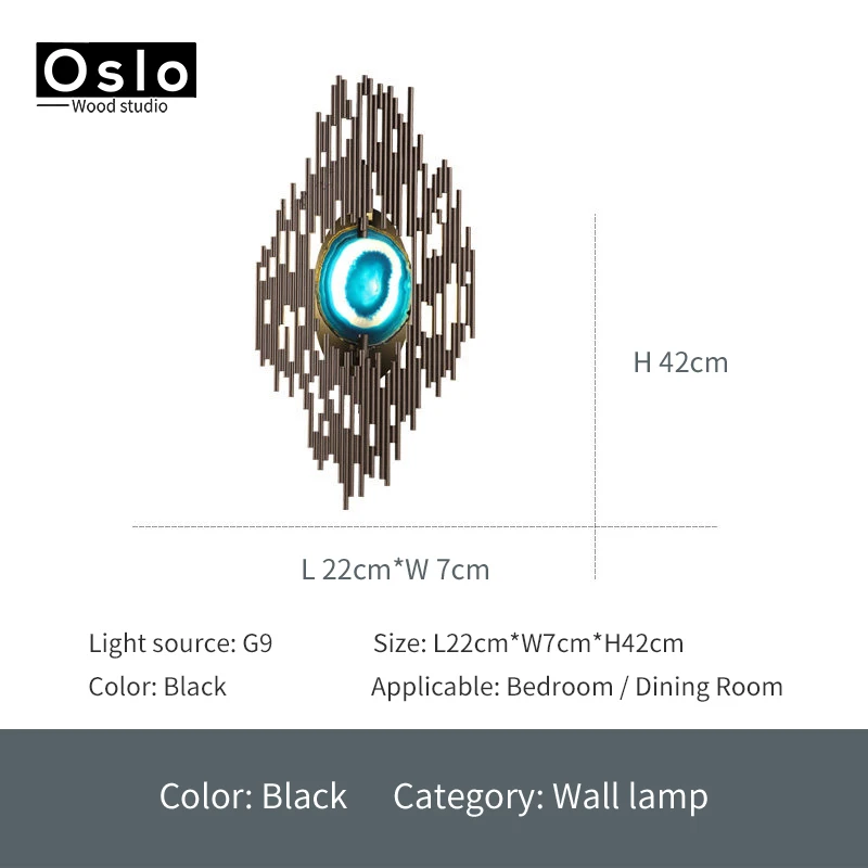 wall lamp Современная люстра в скандинавском стиле, Металлическая лампа, корпус, агатовый орнамент, Золотая Роскошная фойе, украшение для спальни отеля, светодиодный светильник G9, подвесная люстра - Цвет абажура: wall lamp