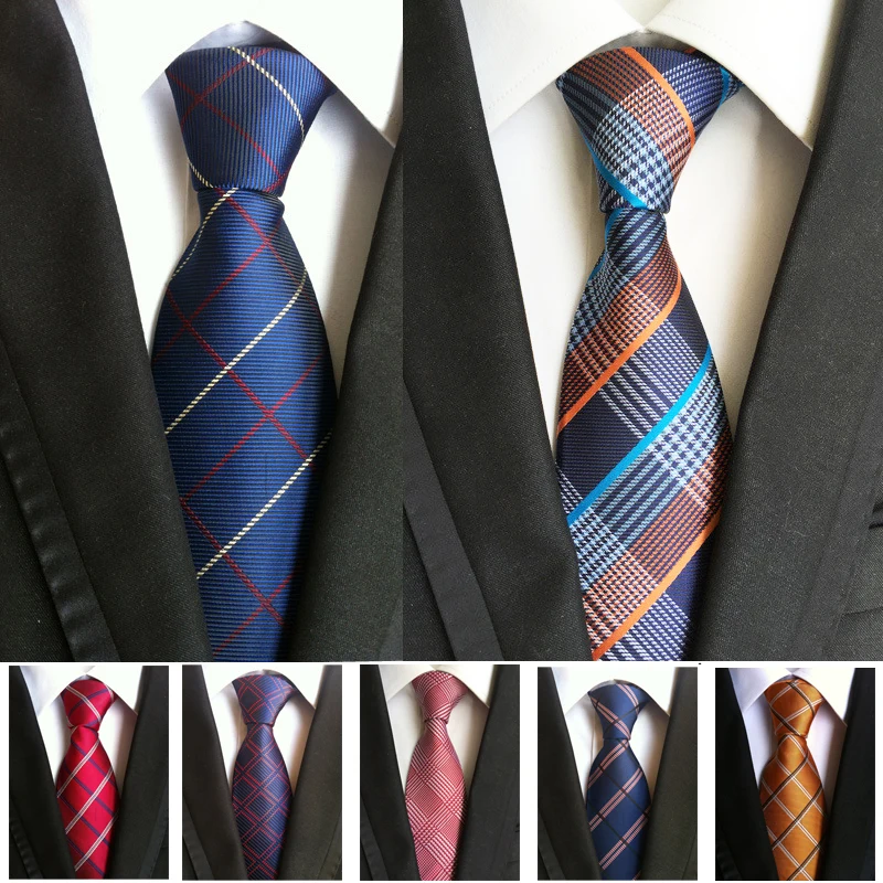 

Fashion 8 CM 1200 Needles High Quality Polyester Smooth Touch Plaid Business Men Neck Tie