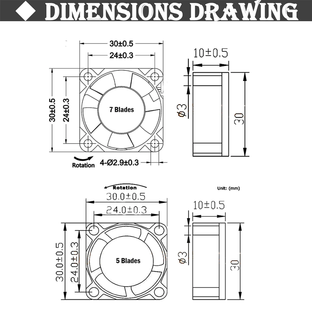 5 шт. Gdstime 3010 5 в 12 В 24 В 2Pin 3 см 30 мм 30x30x10 мм микро DC мини Бесщеточный кулер вентилятор охлаждения