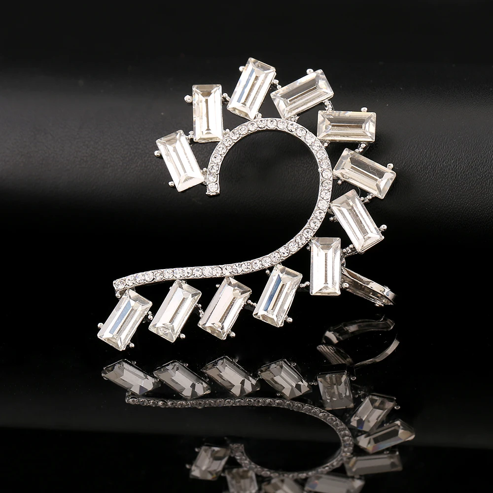 Квадратном каблуке с украшением в виде крупных кристаллов Кафф серьги гвоздики