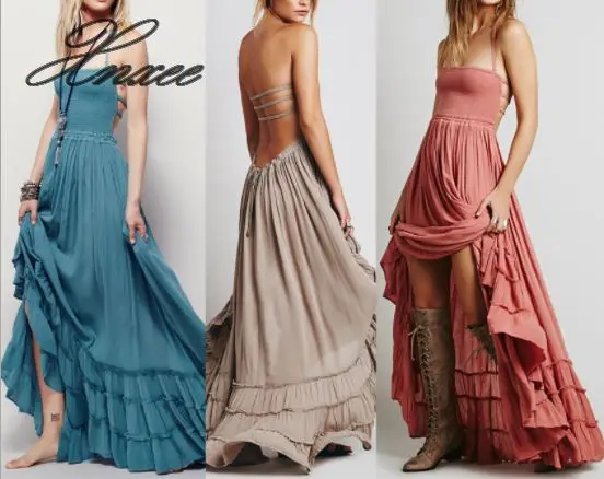 

2020 hot women's halter bohemian beach dress cotton dress