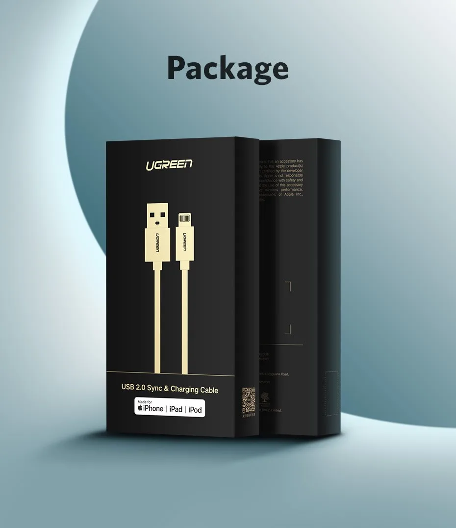 Ugreen 2.4a Lightning MFi USB кабель для iPhone 7 6 5 быстро Зарядное устройство USB кабель для iphone 8X5 5S iPad Ipod зарядки шнур