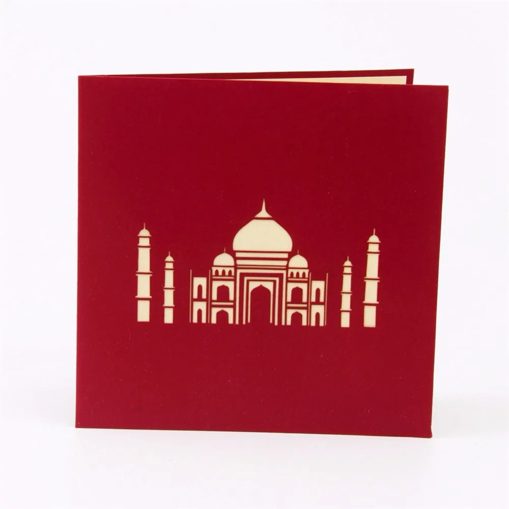 3D всплывающие поздравление с днем рождения карты конвертом Taj Mahal открытка на