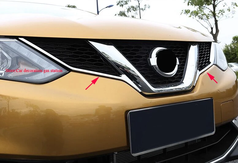 ABS Хром Передняя решетка крышка отделка 2 шт./компл. Подходит для Nissan Qashqai 2015 2016 2017