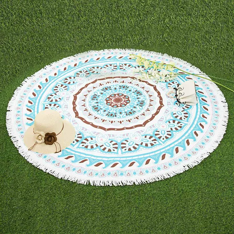 Pattern 10 WHQ 600 г круглое пляжное полотенце 150 см с геометрическим рисунком пончиков, полотенце для душа из микрофибры, S круг, богемное банное полотенце, s коврик-шарф, толстый - Цвет: Pattern 10