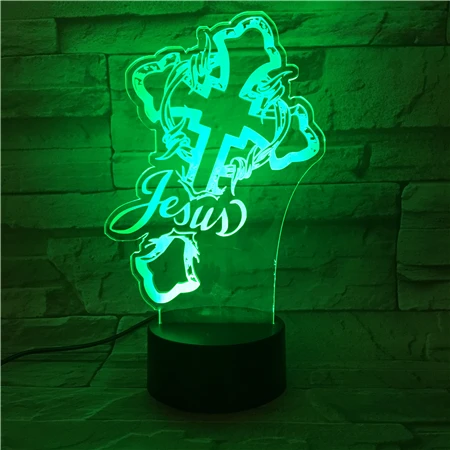 

Jesus Cross 7 Colors Change Night Lamp LED 3D Table Light for Bedroom Sleeping Lamp Home Decor Art Decor Kids Gift GX305