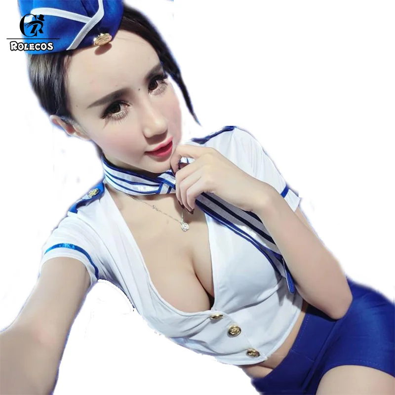 Ролекос Сексуальное белье формы японской школьницы стюардессы косплей костюм летней стюардессы.
