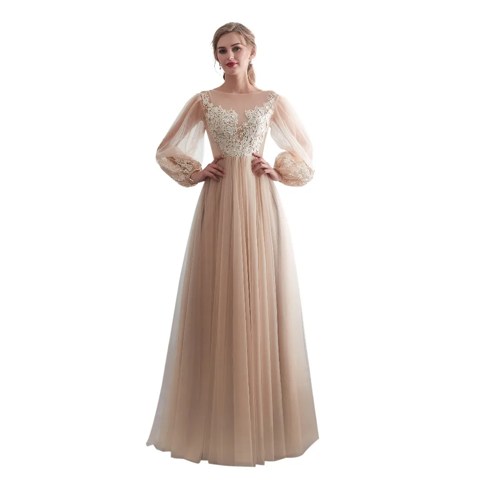 Ruthshen Vestido сексуальное элегантное платье с глубоким вырезом и длинными рукавами для выпускного вечера длинное вечернее платье с аппликацией для девочек