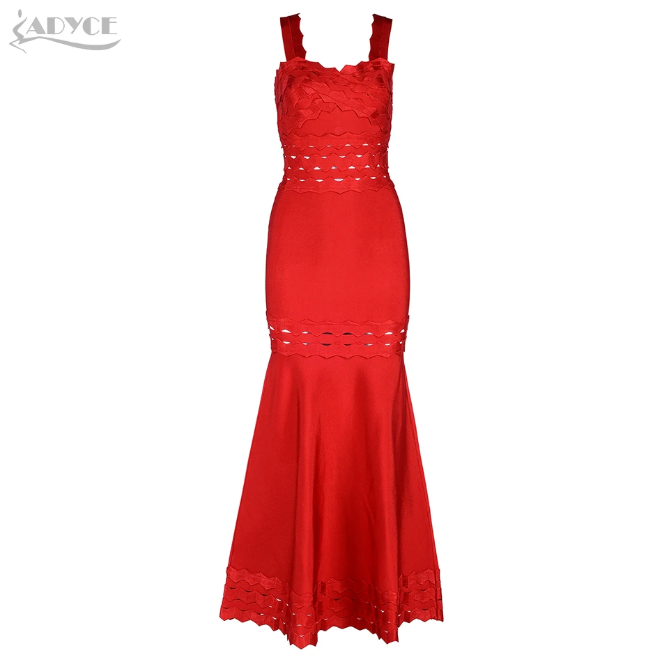 Женское длинное платье Adyce красное Бандажное без рукавов лето 2020|dress vestidos|summer maxi